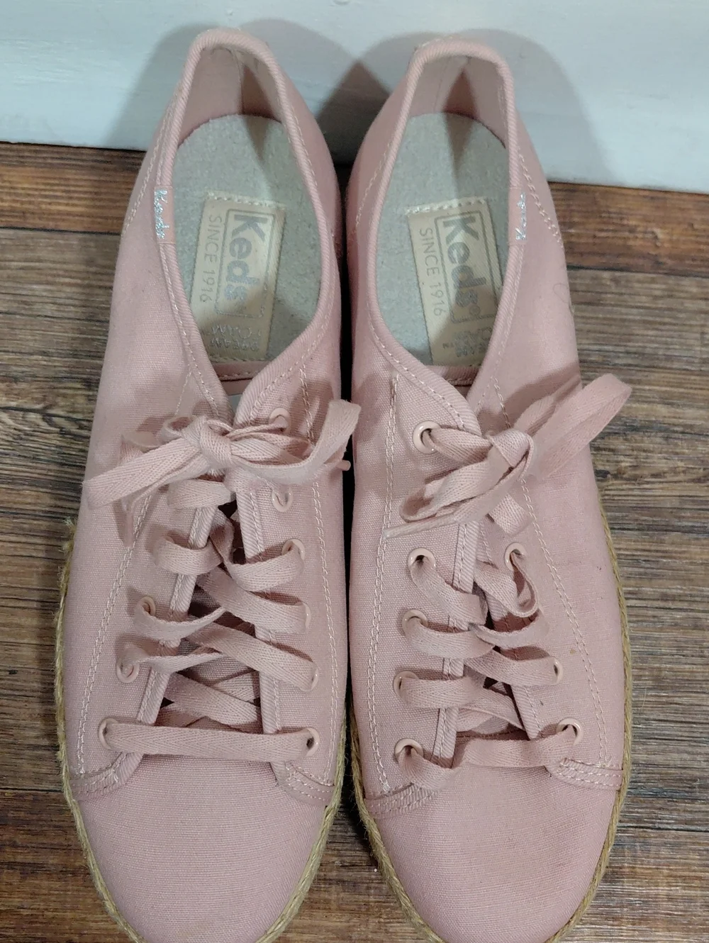 Keds Triple Kick Blush Pink Espadrille Jute Platform Sneakers Size 10